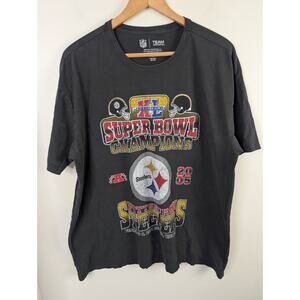 Steelers XL 2005 Super Bowl Champions T-shirt Black Distressed 2024 Reprint